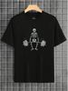 Estampado Camisetas Manga Corta Dibujos Esqueleto Animados Verano Cuello Redondo Casual Negra Blanca Playeras De Hombre_viptrois.com