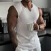 Men's Clothing Muscle Fitness Sports Leisure Sleeveless Vest Vertical Stripes Letters Fashionable Quick Drying_viptrois.com