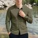 Men's Breathable Cotton Linen Casual Shirt – Relaxed Fit Long Sleeve Shirt For Beach & Everyday Wear_viptrois.com
