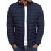 Men's Solid Color Cotton Jacket With Stand Collar, Slim Fit Winter Coat For Casual Outdoor Wear_viptrois.com
