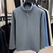 Men's Half-Zip Stand Collar Sweatshirt - Casual Pullover Jacket For Everyday Wear (Black, Khaki, Army Green, Dark Gray, Blue)_viptrois.com