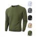 Men's Slim-Fit Crewneck Sweatshirt - Long Sleeve Casual Pullover With Checkered Pattern (White, Black, Army Green, Khaki, Dark Gray)_viptrois.com