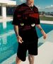 Men's Clothing 3D Printing Simple Halloween Printing Creative Casual Loose T-shirt Shorts Men's Suit_viptrois.com