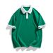 Men's Summer Solid Color Polo T-Shirt Heavyweight Soft Polyester Short Sleeve Trendy For Students And Commuters_viptrois.com