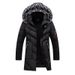 Men's Long Hooded Winter Coat With Fleece Lining, Heavyweight Cotton Jacket For Cold Weather, Plus Size Parka With Zipper Pockets_viptrois.com