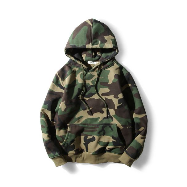 Men's Hot Selling Street Autumn Winter Camouflage Sweaters Trendy Student Class Uniform Loose Hooded Long Sleeved Plush Jacket For Male_viptrois.com