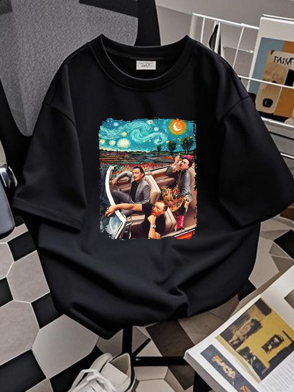 Famous Artists Vincent Van Gogh Salvador Dali Banky T Shirt Meme Top Tee 1425 Summer Breathable Stretched Stylish Top For Everyday Wear Casual_viptrois.com