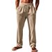 Men's Casual Long Pants Loose Straight Leg With Vertical Stripes Mid High Waist Wide Leg_viptrois.com