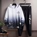 Men's Clothing Hooded Sweater Suit Men's Autumn New Style Trend Tie Dye Gradient Color Printing Men's Jacket Student Long Sleeved Top_viptrois.com