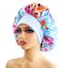 Wide brim color square night cap print round cap print home cap Soft hair care cap larger_viptrois.com