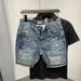 Men's Clothing New men's summer denim shorts simple cat whisker shorts social guy five point retro slim fit_viptrois.com
