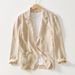 Business And Leisure Cotton And Linen Suit Jacket, Men's Loose And Fashionable Solid Color Single-layer Suit Jacket_viptrois.com