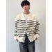 New Striped Cardigan Jacket, Knitted Sweater, Men's And Women's Round Neck_viptrois.com