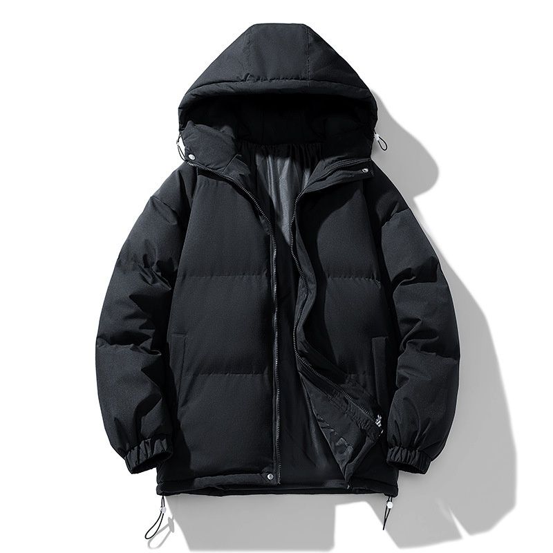Pure Winter New Down Jacket Men, Loose Casual Hooded Puffer Jacket, Thickened Warm Cotton Coat For Men_viptrois.com