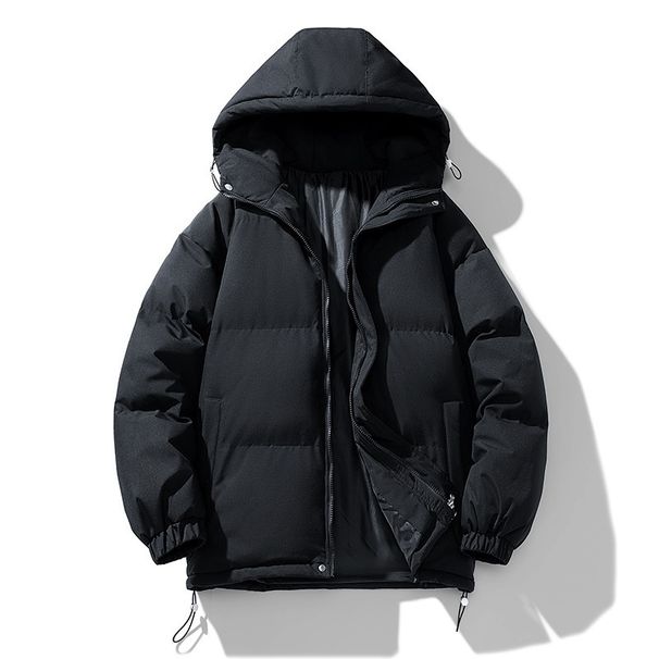 Pure Winter New Down Jacket Men, Loose Casual Hooded Puffer Jacket, Thickened Warm Cotton Coat For Men_viptrois.com