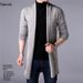 Pure Autumn Winter Knitted Cardigan Sweater Coat Youth Korean Style Outerwear Mid-Length Unique Cape Men's Clothing_viptrois.com