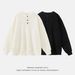 Monochrome Man- Vintage Old Money Half Open Henry Collar Autumn Winter Thickened Warm Textured Knitted Pullover Sweater Jacket_viptrois.com