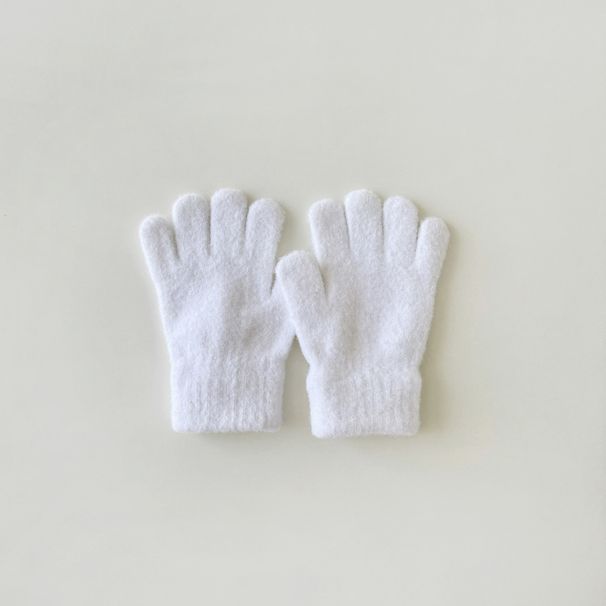 Children's gloves Winter ins solid color warm men's and women's baby five-finger gloves_viptrois.com