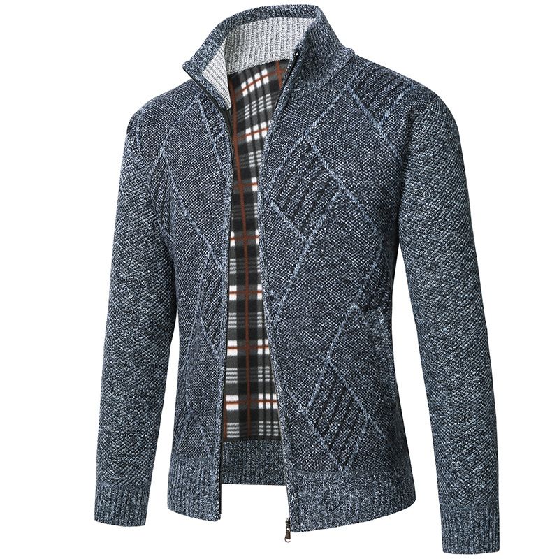 Men’s Zip-Up Knit Sweater Jacket – Retro Stand Collar Pullover With Stylish Color Blocking (Sizes M-3XL)_viptrois.com