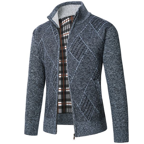 Men’s Zip-Up Knit Sweater Jacket – Retro Stand Collar Pullover With Stylish Color Blocking (Sizes M-3XL)_viptrois.com