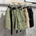 Men's Clothing Retro Workwear Shorts Summer High Street Fashion Brand With Large Pockets Embroidered Loose Casual Shorts_viptrois.com