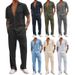 Men's Clothing Solid Color Short Sleeved Trousers Loose Casual Suits_viptrois.com