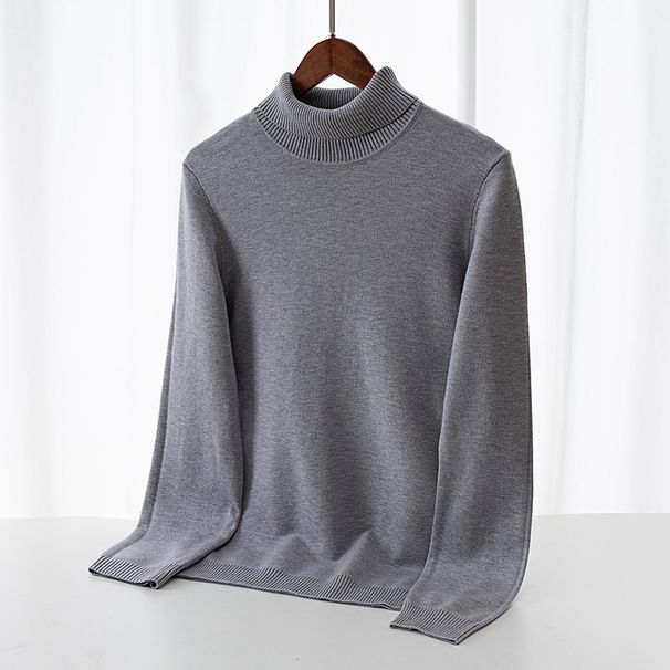 Men's High Neck Sweater, Winter Knit Pullover, Loose Fit Casual Turtleneck, Soft & Warm Long Sleeve Top, Trendy Minimalist Style_viptrois.com