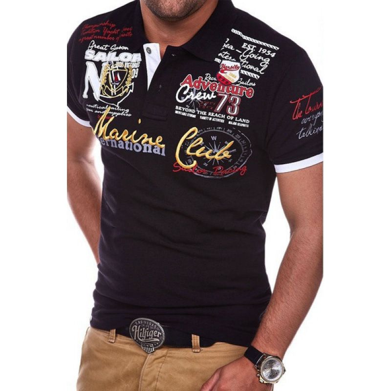 Fashion Personality Short Sleeve Polo Shirt Men's 3D Digital Print T-Shirt_viptrois.com