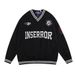 Letter Embroidery V-Neck Pullover Top Men, Ins Style American Street Fashion Casual Sports Baseball Sweatshirt, Loose_viptrois.com