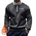 Pure Cross-Border Autumn Winter Stand Collar Half-Zip Color Block Pocket Fleece Loose Fit Men's Sweatshirt High-End Feel Top_viptrois.com