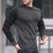 2025 Autumn New Waffle Bottom Shirt Men's Knitted Long Sleeve Printed Round Neck Slimming Top_viptrois.com