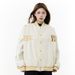 National Trend Ethnic Style Woven Design Sense Letter Embroidery Trendy Brand PU Leather Sleeve Patchwork Color Block_viptrois.com