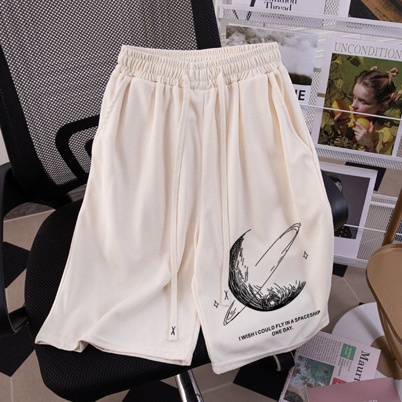 Men's Clothing Waffle Shorts Thin Casual Sports Pants Loose All Match Straight Shorts_viptrois.com