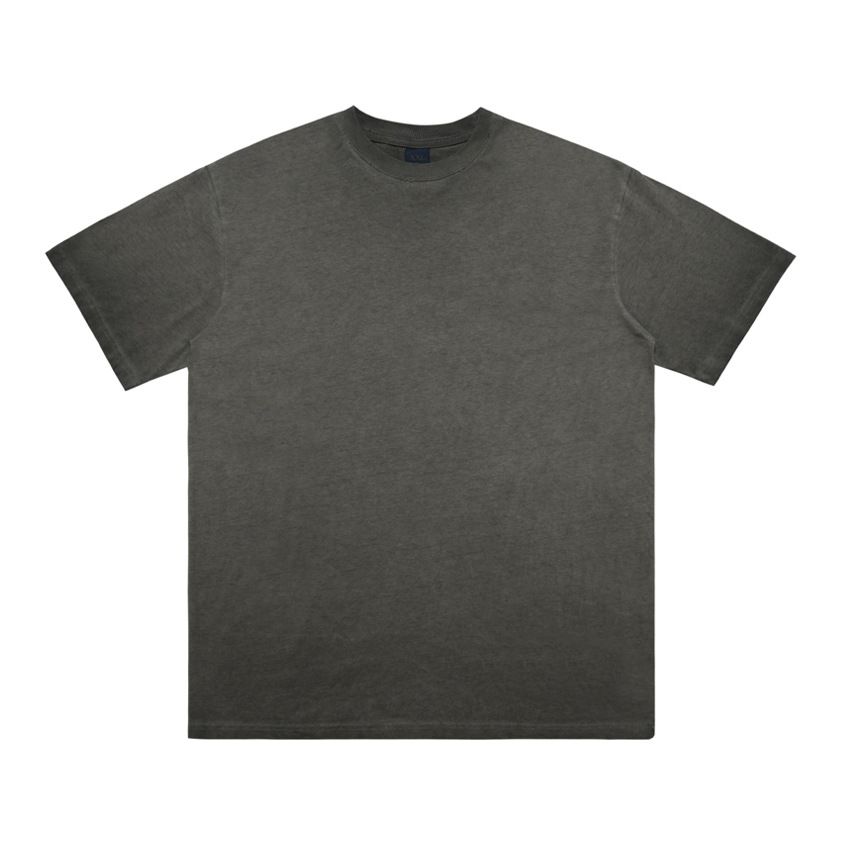 American Vintage Washed Cotton Short Sleeve Solid Color Unisex Base Shirt Street Style Versatile_viptrois.com