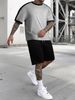 Men's Sports Round Neck T Shirt Set Color Matching Casual Running Short Sleeve_viptrois.com