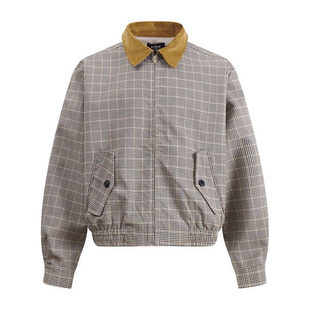American Style Jacket Workwear Coat Spring Autumn Men's Punk Trendy Brand Color-Block Turn-Down Collar Plaid Versatile_viptrois.com