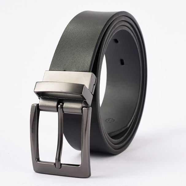 Men's Belts universal rotating alloy pin buckle belt, men's business casual belt, versatile two-layer cowhide belt_viptrois.com