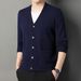 Men's V-Neck Cardigan Sweater – Classic British-Inspired Knit With Cable Stitch Detail (M-4XL, Machine-Washable Wool Blend For Autumn Layering)_viptrois.com