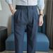 Summer Style Men's Casual Dress Pants Slightly Loose Fit Straight Leg Cotton Linen Blend Semi Elastic Waist_viptrois.com