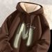 American Hooded Sweater Men's Autumn And Winter Lamb Wool Thickened Warm Letter Hoodie Fleece Jacket Tide_viptrois.com