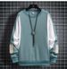 Men's Oversized Casual Sweatshirt Long Sleeve Round Neck Pullover Top With Patchwork Design For Spring Autumn Daily Wear_viptrois.com