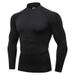 Men's Clothing High Collar Sports Tights Fitness Clothes Long Sleeves High Elastic Football Basketball Training Quick Drying Fitness Bottoming Tops_viptrois.com