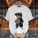 Men's Clothing Pure Cotton Heavy Short Sleeved T Shirt Fun Kitten Print Fashionable All Match Men's Tops_viptrois.com