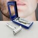 Hislaves 1 Set Blade Razor with Cleaning Brush Double-sided Sharp Manual Beauty Tool Stainless Steel Men Razor Exfoliating Handle for Travel-Blue_viptrois.com