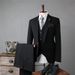 Men's Slim Fit Wedding Suit Set – Single-Button Notch Lapel Blazer With Pinstripes, Groom & Groomsmen Formal Attire (Black/Mist Gray Stripe)_viptrois.com
