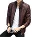 Men's Clothing Autumn and Winter Men's PU Leather Jacket Men's Thin Casual Men's Jacket Stand Collar Slim Leather Jacket Youth_viptrois.com