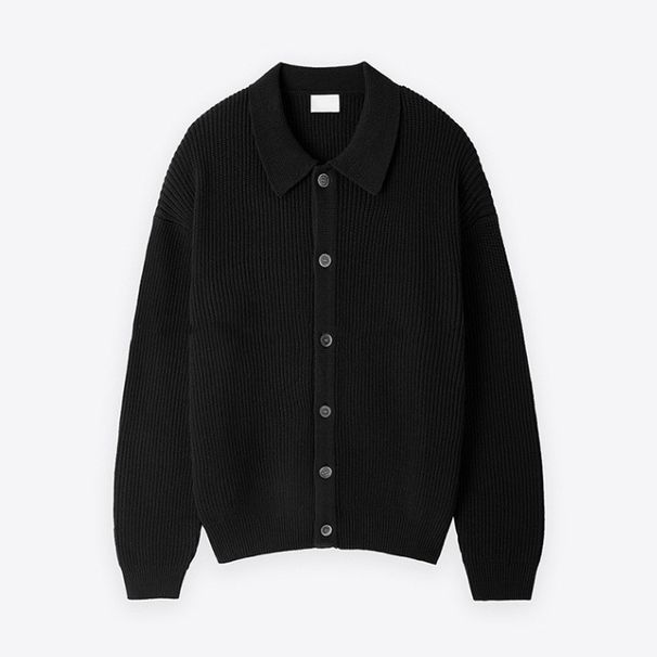 Solid Color Long Sleeve Knitted Cardigan Men's Turn-Down Collar Jacket Autumn Thin Youth Trendy Casual Loose Out_viptrois.com