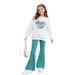 Mother & Kids INS Girls 2 Piece Set & Girls Printed Long Sleeved Sweatshirt + Flared Pants Outdoor Casual Clothes_viptrois.com