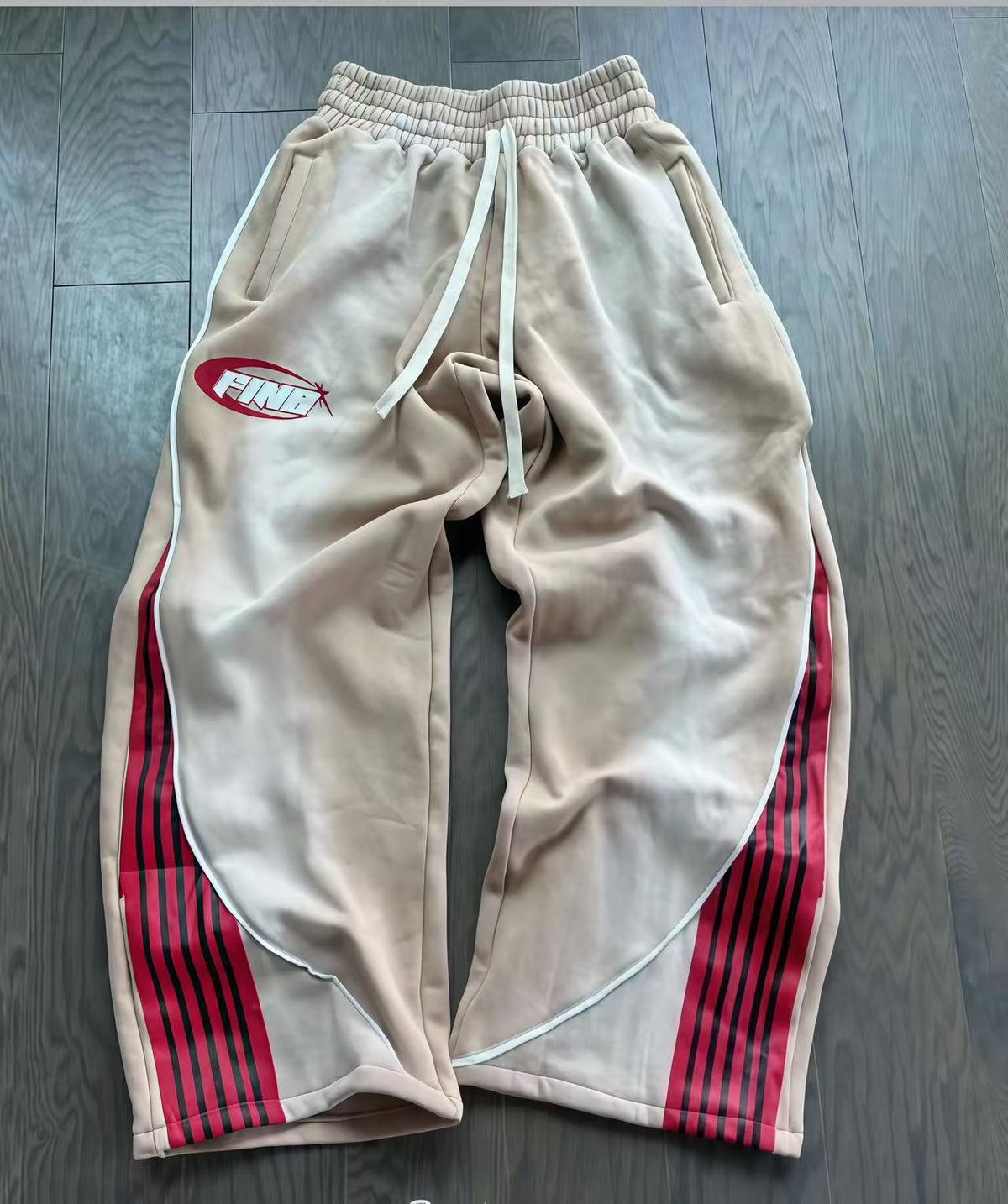 Men's Clothing Straight Sweatpants Khaki European And American Autumn And Winter High Street Hip Hop Trend Casual Contrast Color Men And Women_viptrois.com