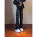 Pants Men's Pockets Tooling Jeans Men's Loose Straight High Street American Scimitar Pants_viptrois.com